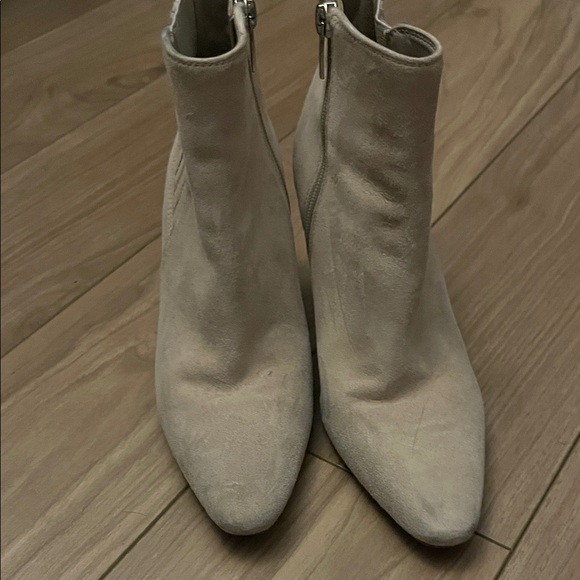 Vince Camuto Light Cream Suede Pointed Toe Ankle Booties